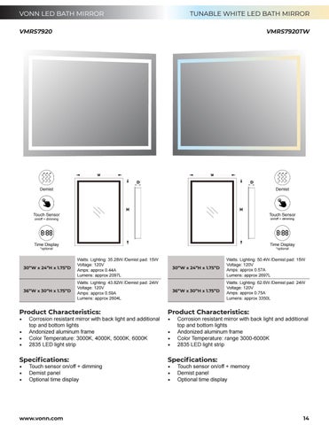 VonnLighting VONN - LED 卫浴 Mirrors 目录 第 14 页