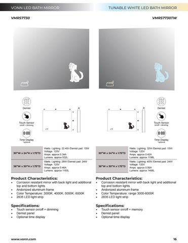 VonnLighting VONN - LED 卫浴 Mirrors 目录 第 16 页
