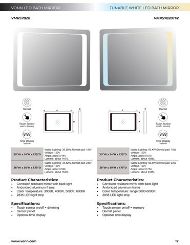 VonnLighting VONN - LED 卫浴 Mirrors 目录 第 17 页