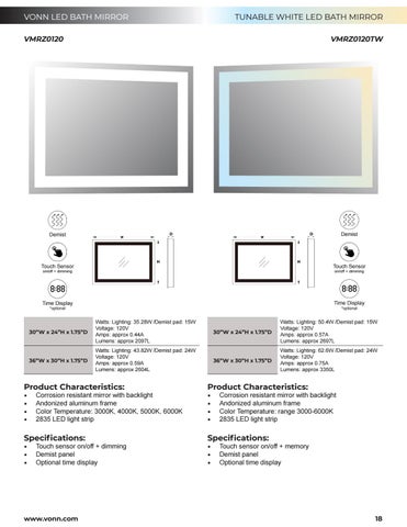 VonnLighting VONN - LED 卫浴 Mirrors 目录 第 18 页