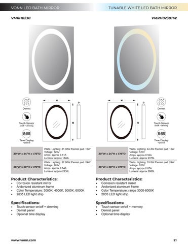VonnLighting VONN - LED 卫浴 Mirrors 目录 第 21 页