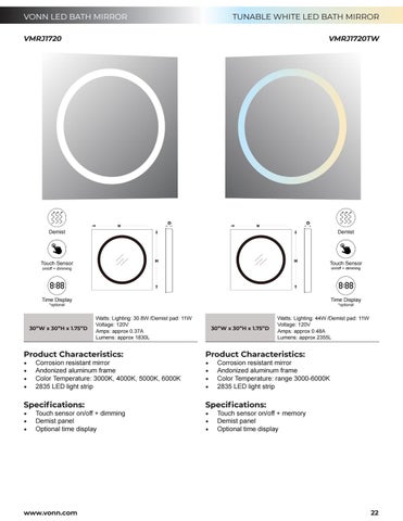 VonnLighting VONN - LED 卫浴 Mirrors 目录 第 22 页
