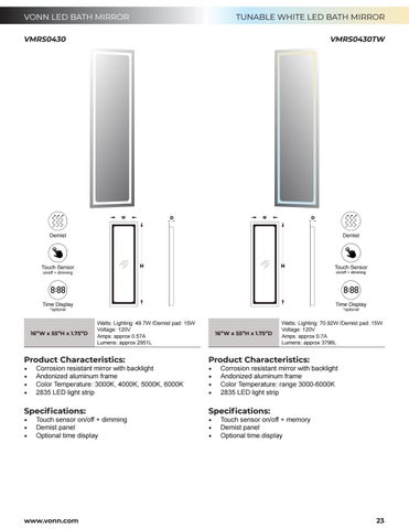 VonnLighting VONN - LED 卫浴 Mirrors 目录 第 23 页