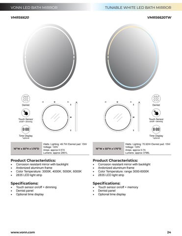 VonnLighting VONN - LED 卫浴 Mirrors 目录 第 24 页