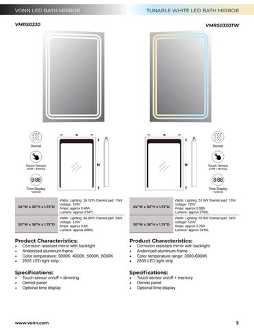 VonnLighting VONN - LED 卫浴 Mirrors 目录 第 5 页