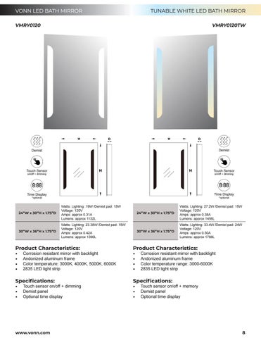 VonnLighting VONN - LED 卫浴 Mirrors 目录 第 8 页