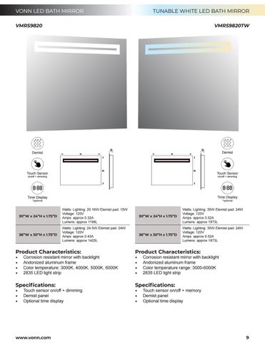 VonnLighting VONN - LED 卫浴 Mirrors 目录 第 9 页