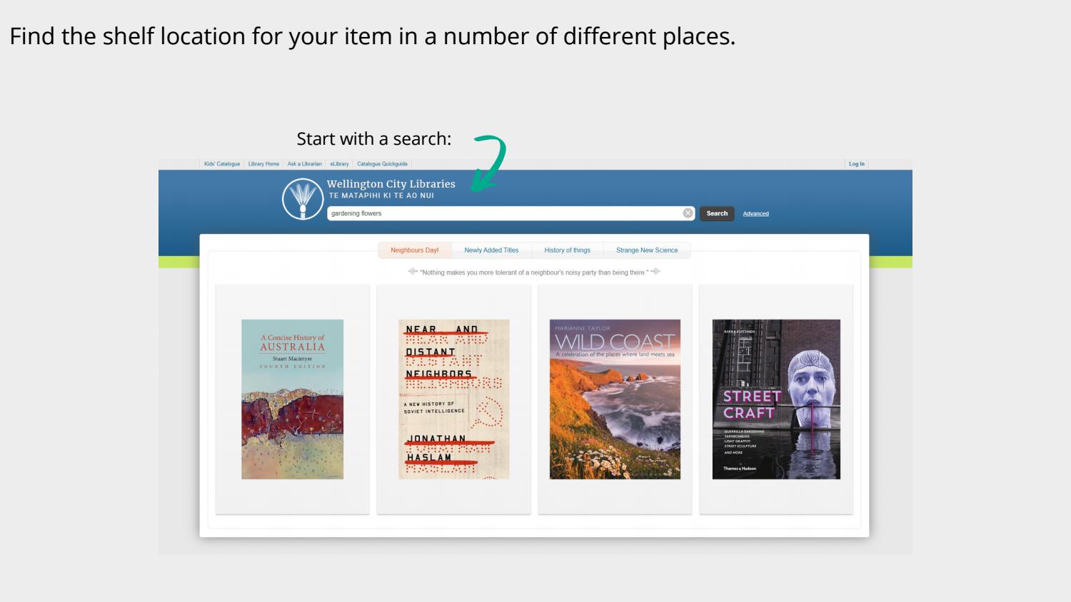 How to find the shelf location on our catalogue by