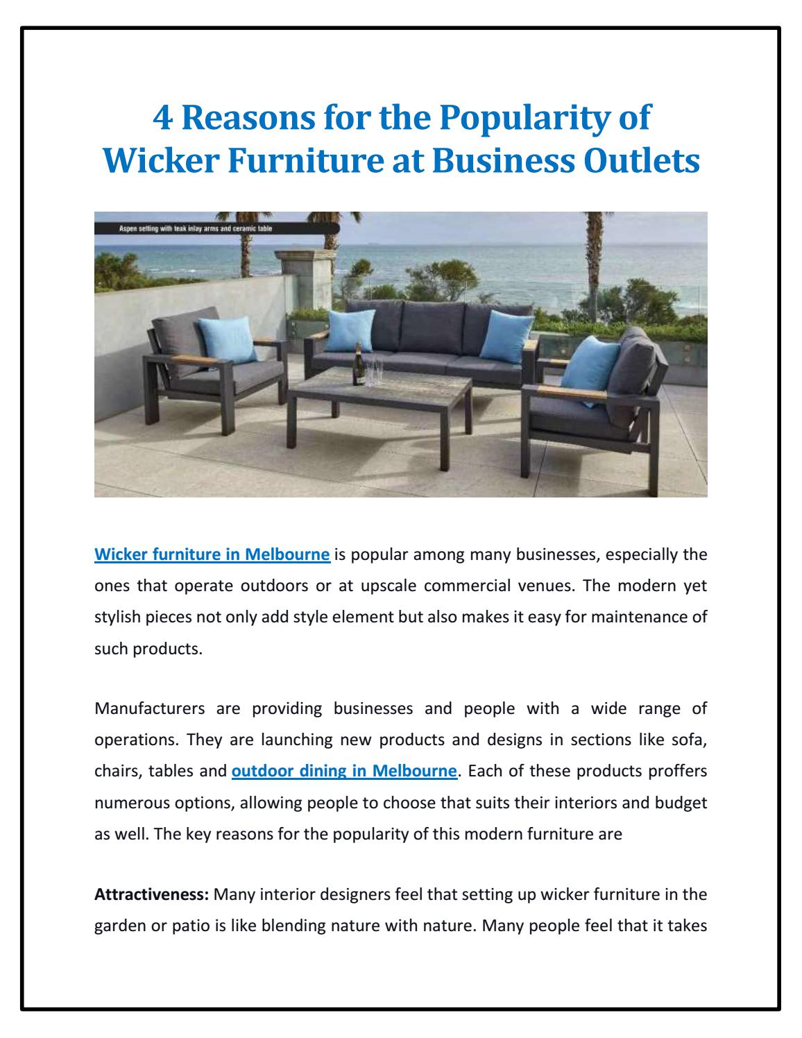 4 Reasons for the Popularity of Wicker Furniture at Business Outlets by