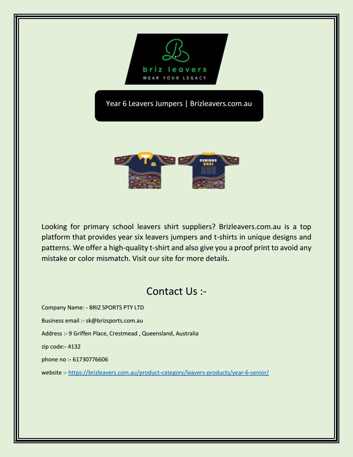 Year 6 Leavers Jumpers Brizleavers au By BRIZSPORTS PTYLTD Issuu