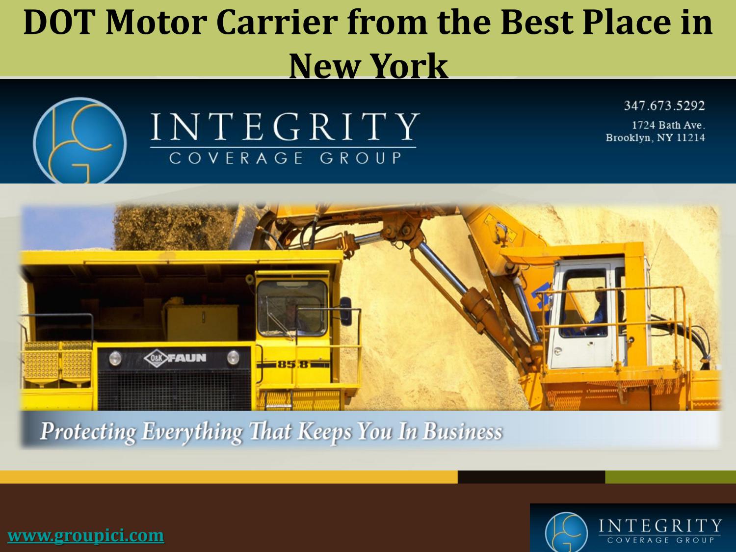 DOT Motor Carrier from the Best Place in New York by Integrity Coverage