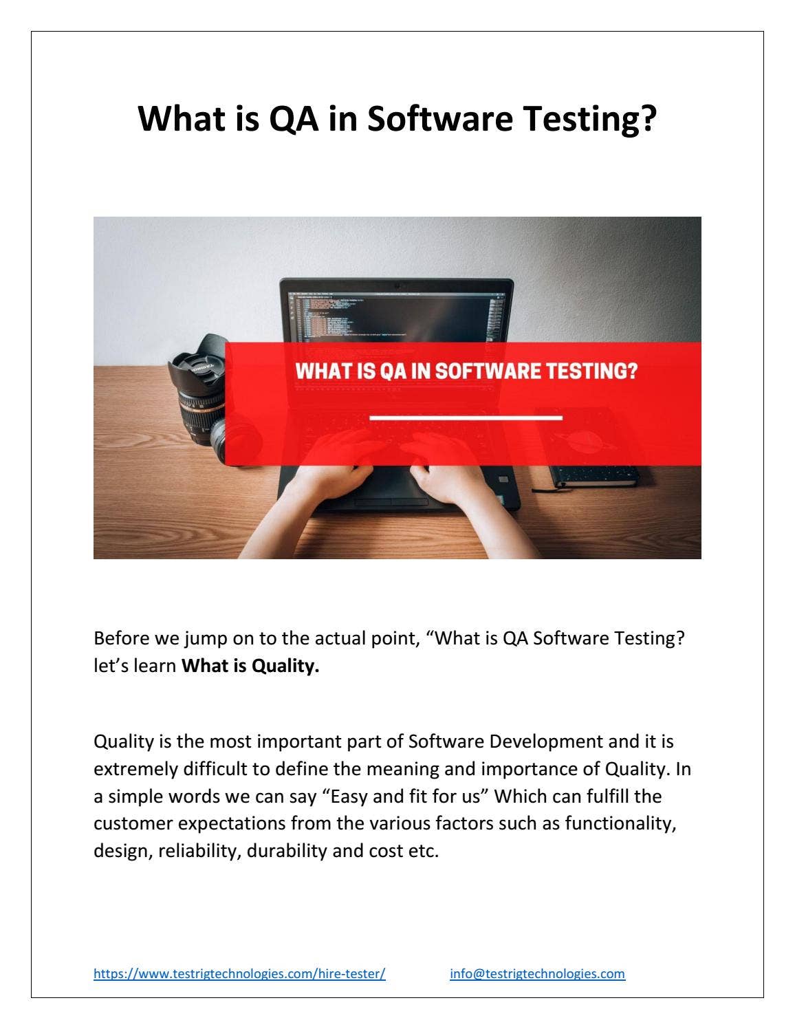 What is QA in Software Testing Services by Testrig Technologies - Issuu