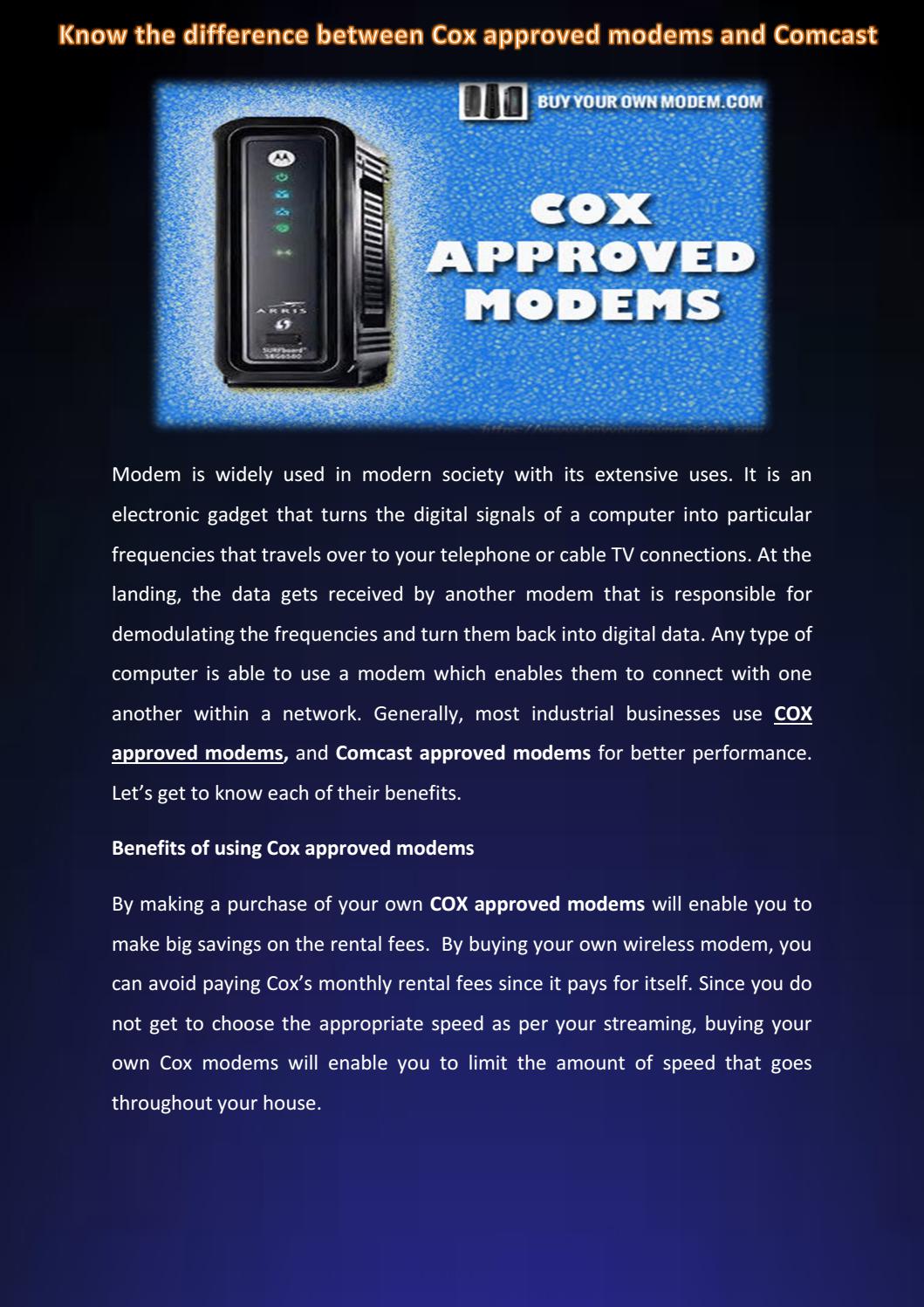 Cox List Of Modems at Jennifer Greenman blog