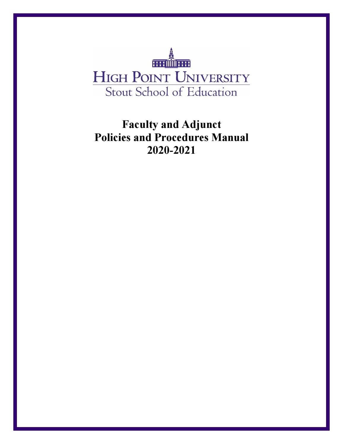 Faculty Policies and Procedures 2020-2021 by High Point University - Issuu