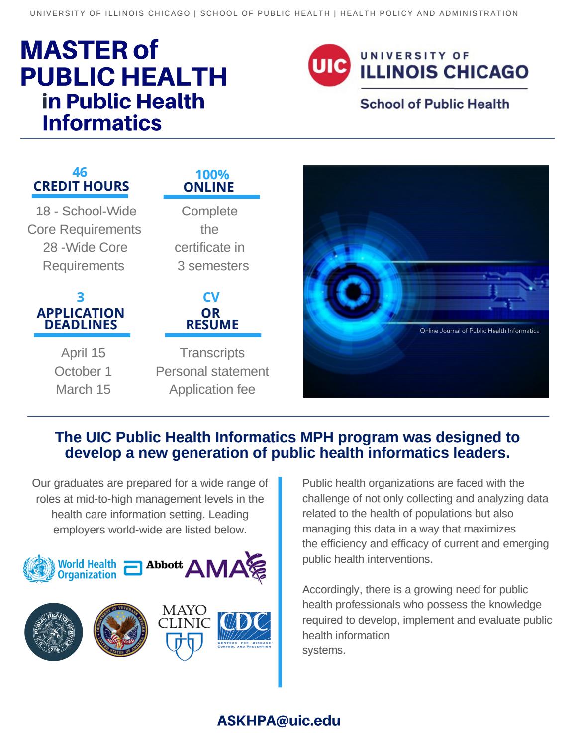 MPH in Public Health Informatics by UIC Health Policy and Administration -  Issuu