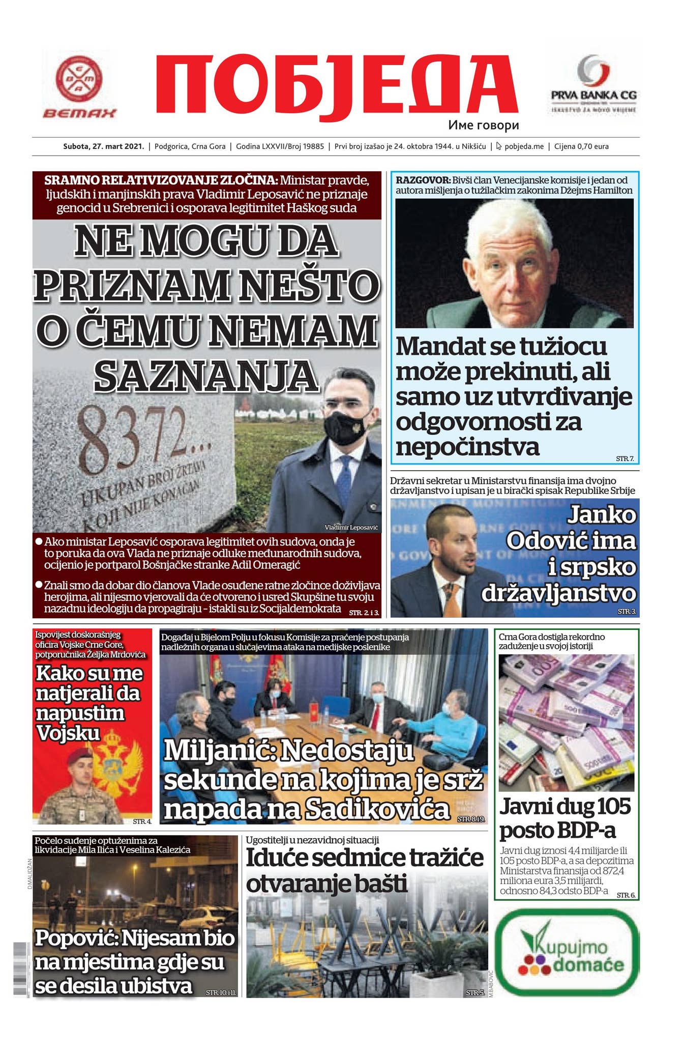 Dnevni list Pobjeda 27.03.2021. by Pobjeda - Issuu