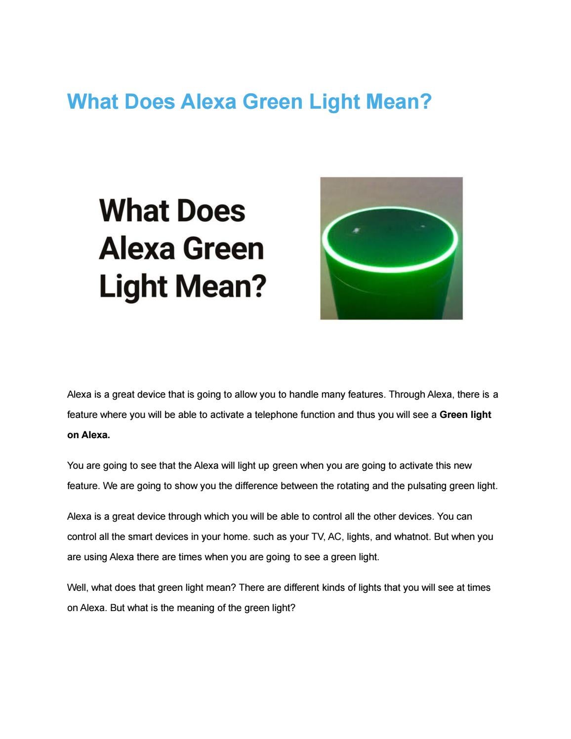 What Does Alexa Green Light Mean? by amazon alexa Issuu