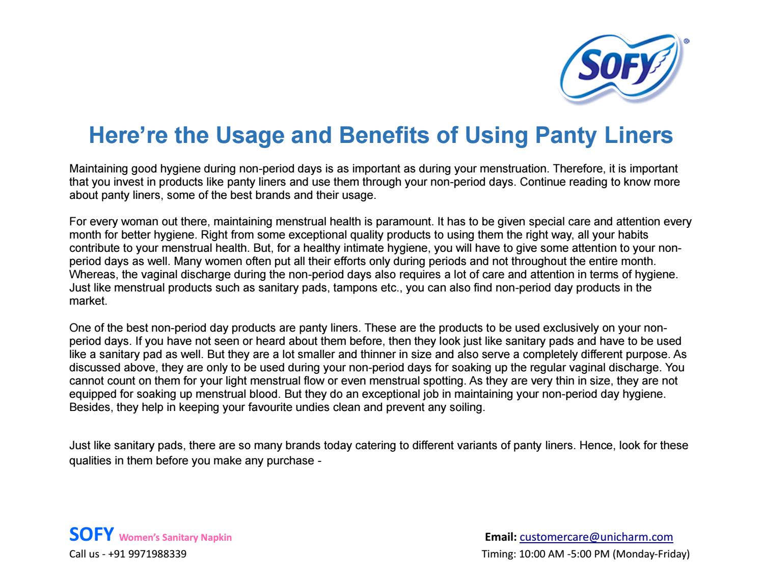 Here’re the Usage and Benefits of Using Panty Liners by Harleen Kaur