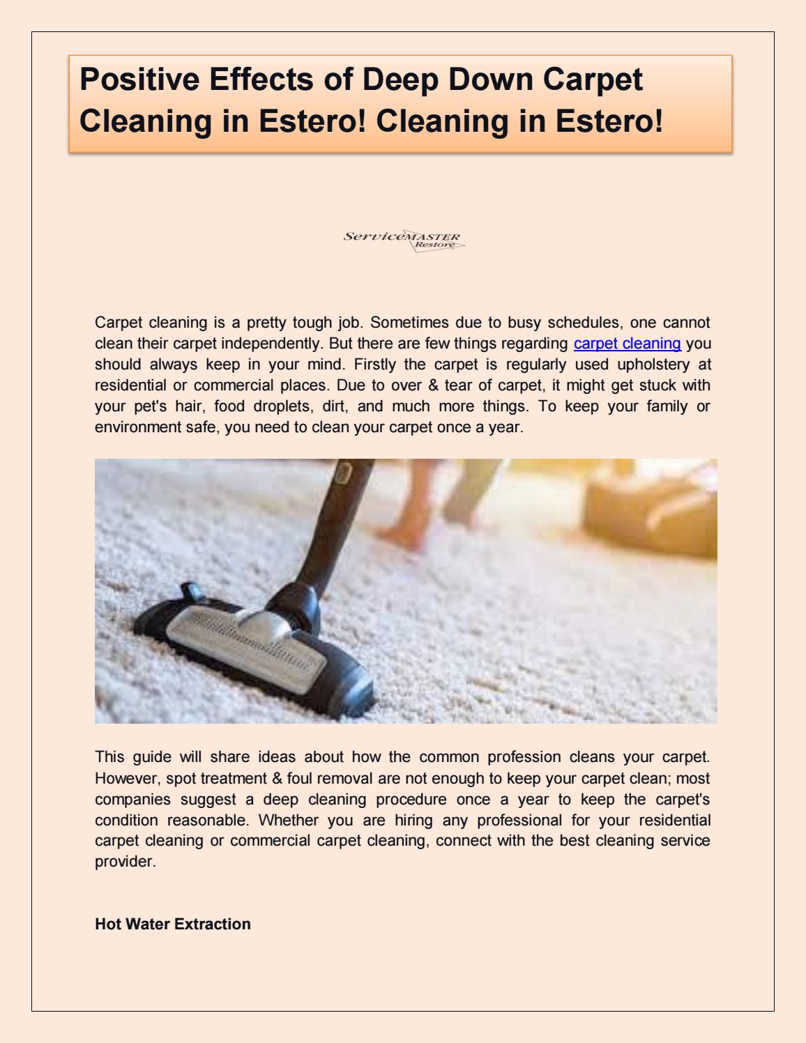 Positive Effects of Deep Down Carpet Cleaning in Estero! Cleaning in