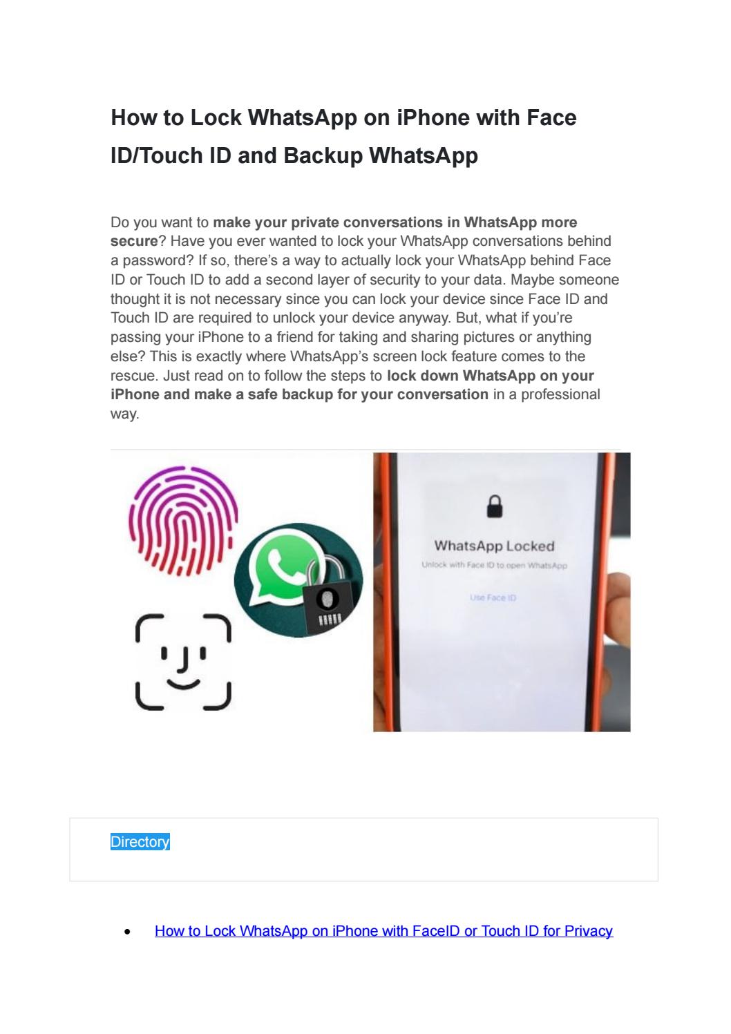 How To Lock WhatsApp On IPhone With Face ID Touch ID And Backup 