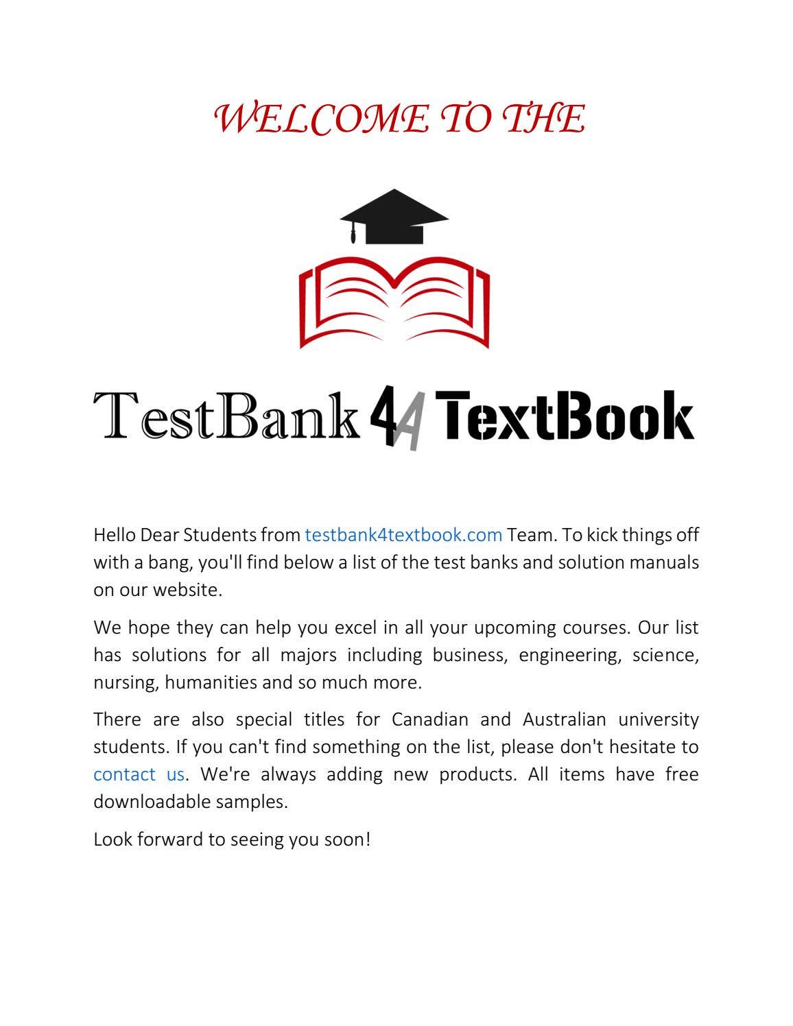 Join TESTBANK4TEXTBOOK.COM | Test Bank and Solution Manual Resources ...