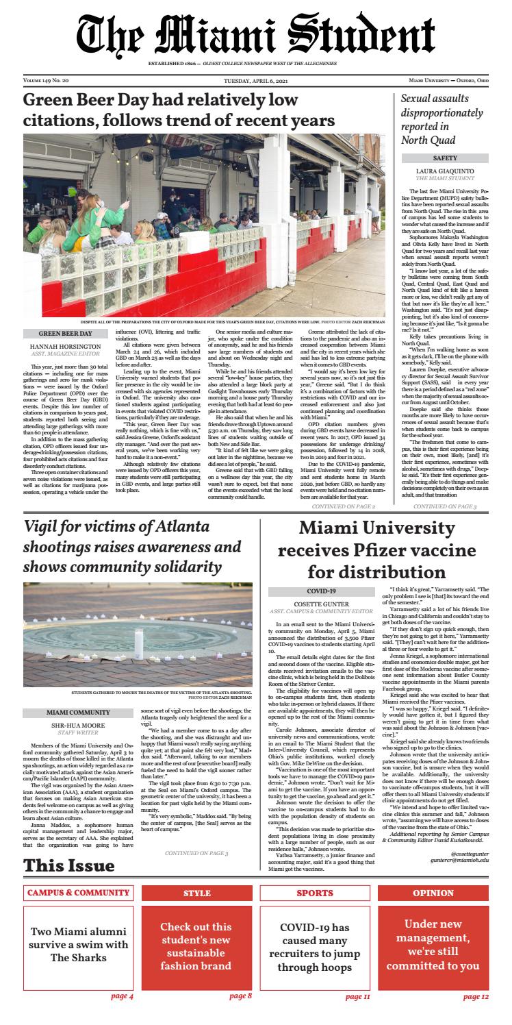 The Miami Student | April 6, 2021 by The Miami Student - Issuu