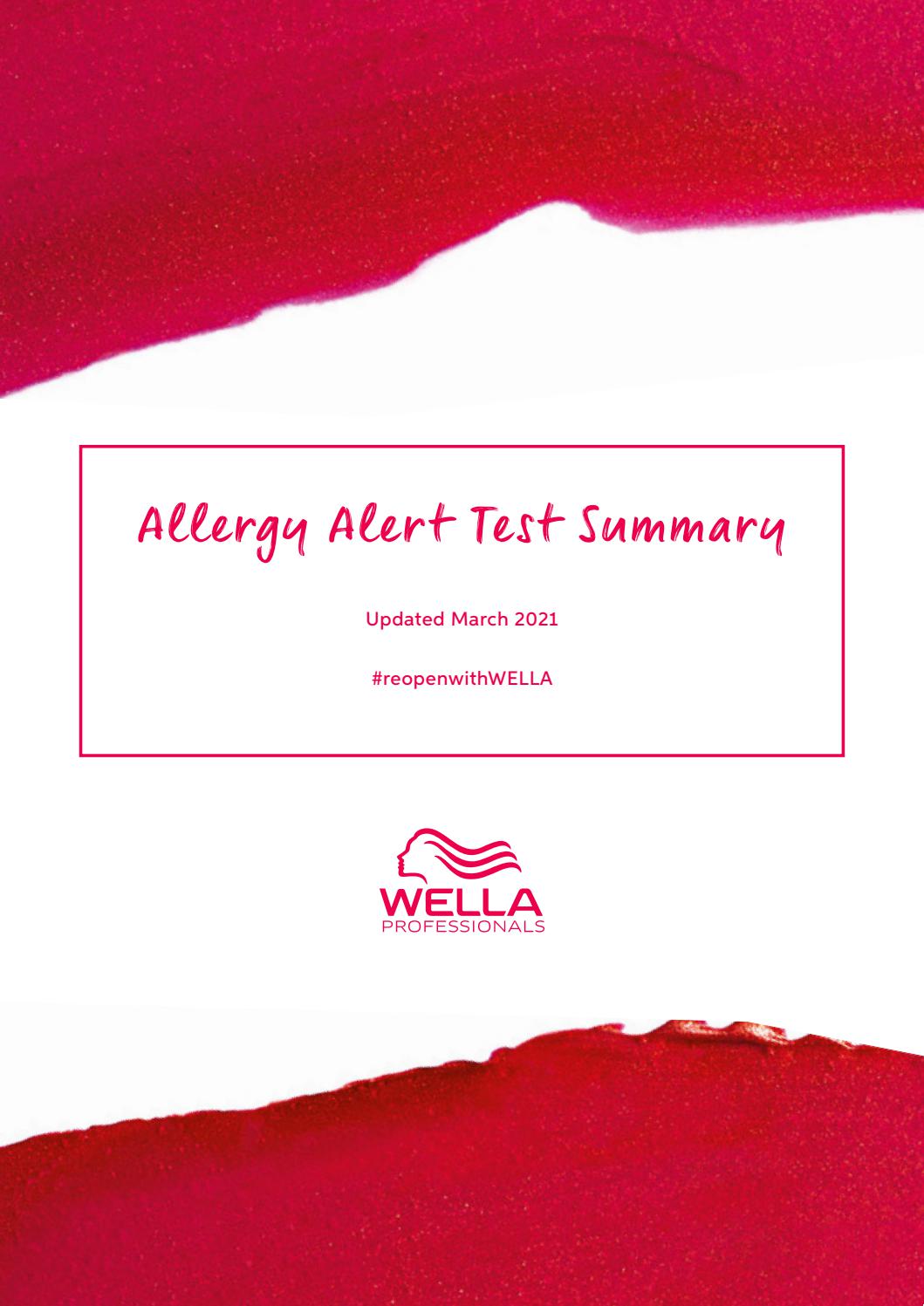 Wella Professional’s Allergy Alert Test (AAT) Policy Updated March 2021