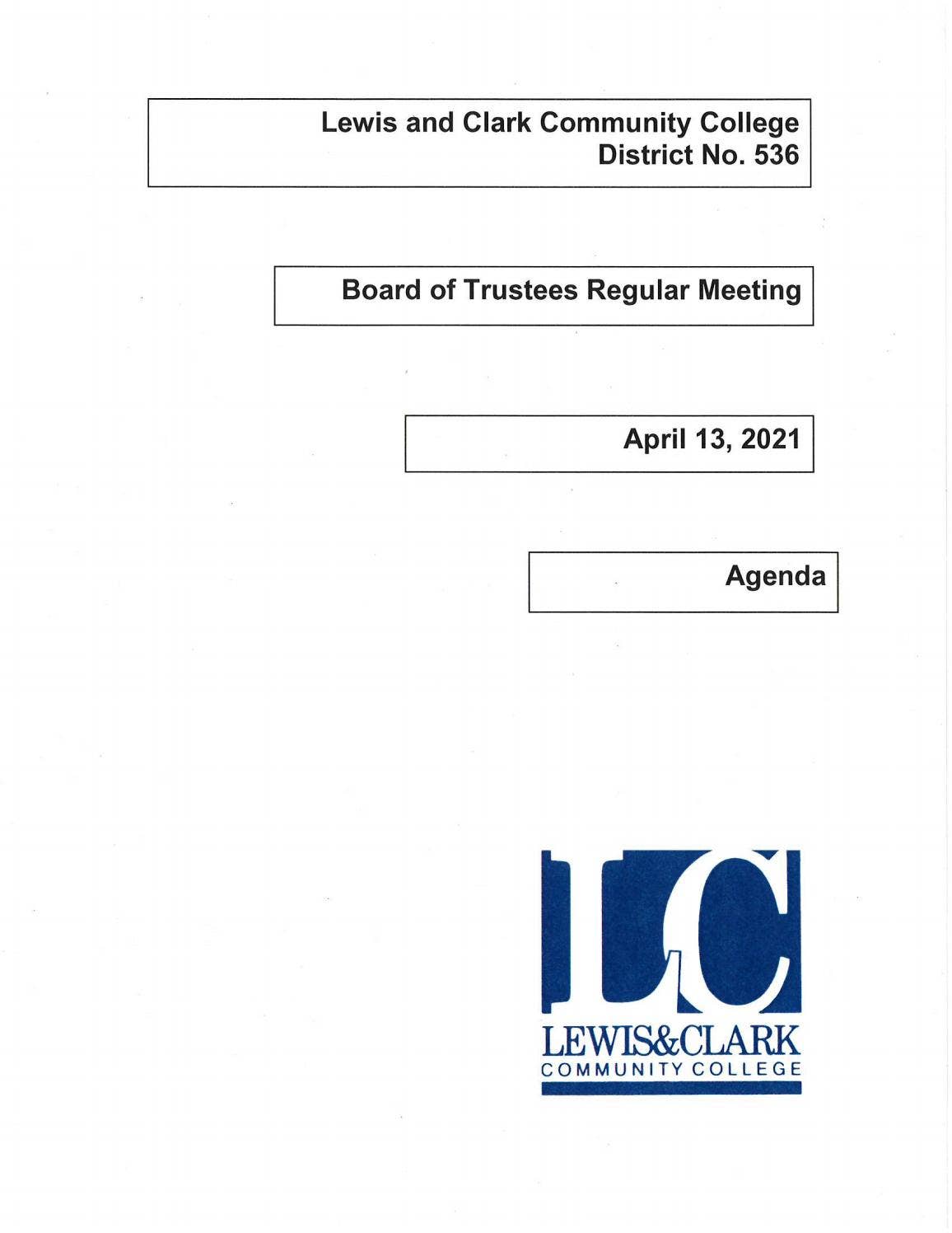 Lewis and Clark Community College Board of Trustees agenda by Lewis and