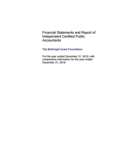 2019 Audited Financial Statements cover