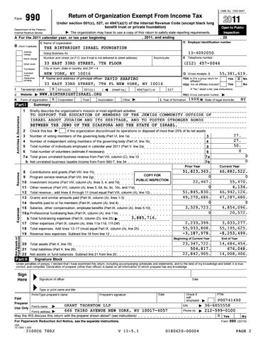 2011 IRS Form 990 cover