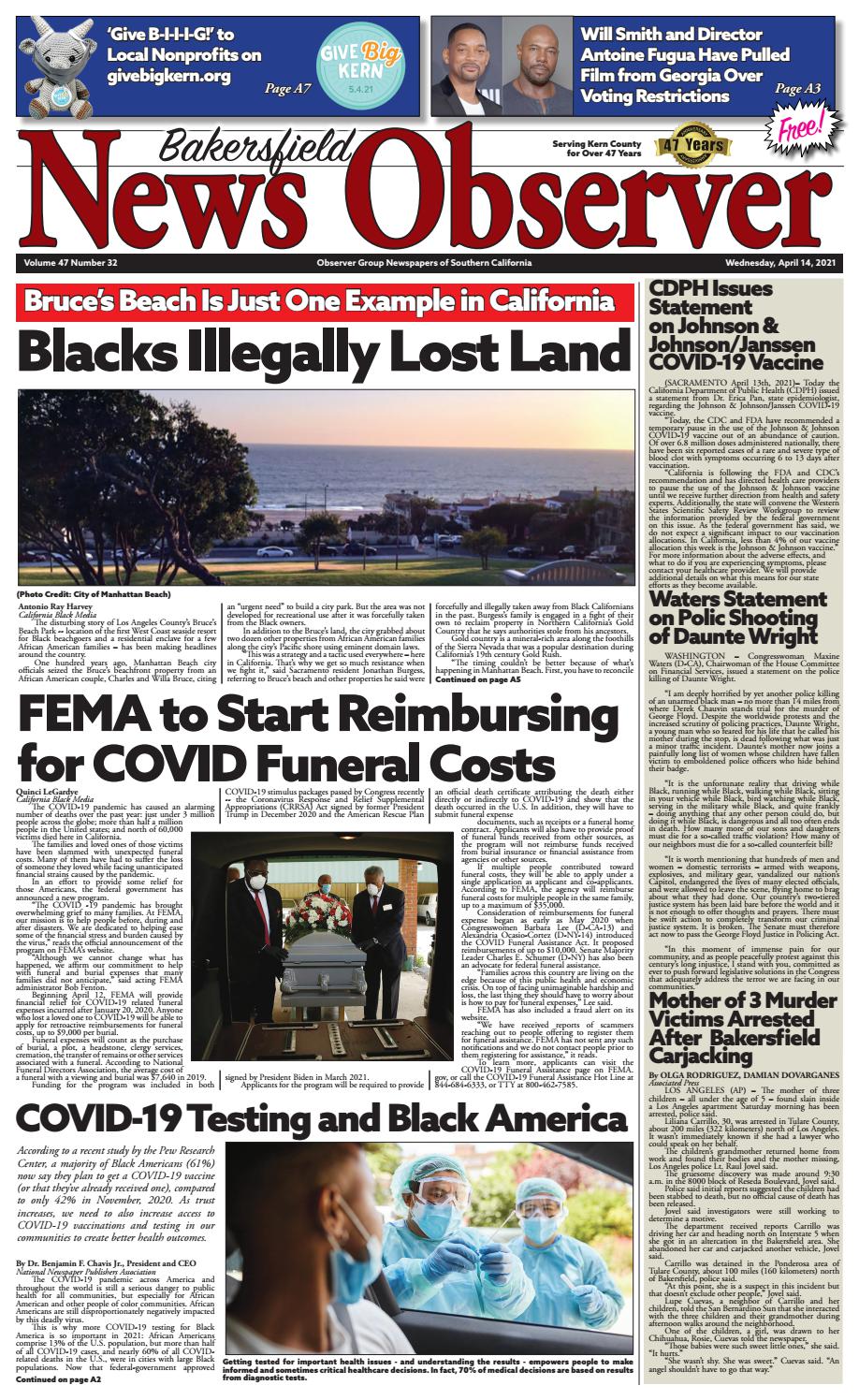 Bakersfield News Observer 4.14.21 4C by Observer Group Newspapers of