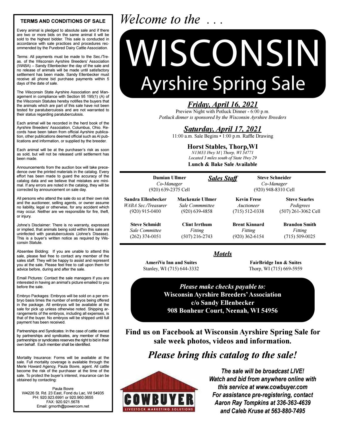 Wisconsin Ayrshire Spring Sale by Dairy Agenda Today Issuu