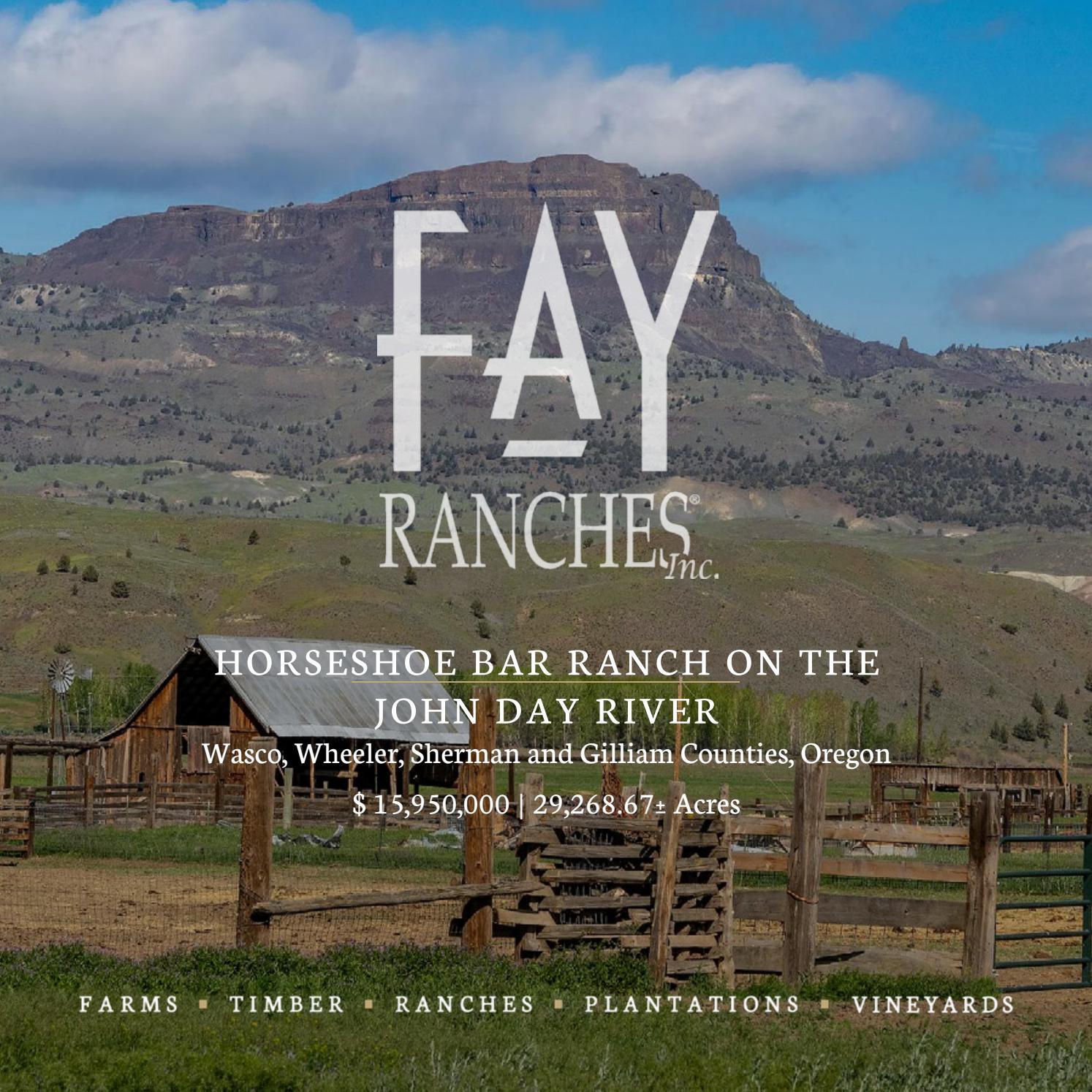 SOLD Horseshoe Bar Ranch on the John Day River Fay Ranches by Fay