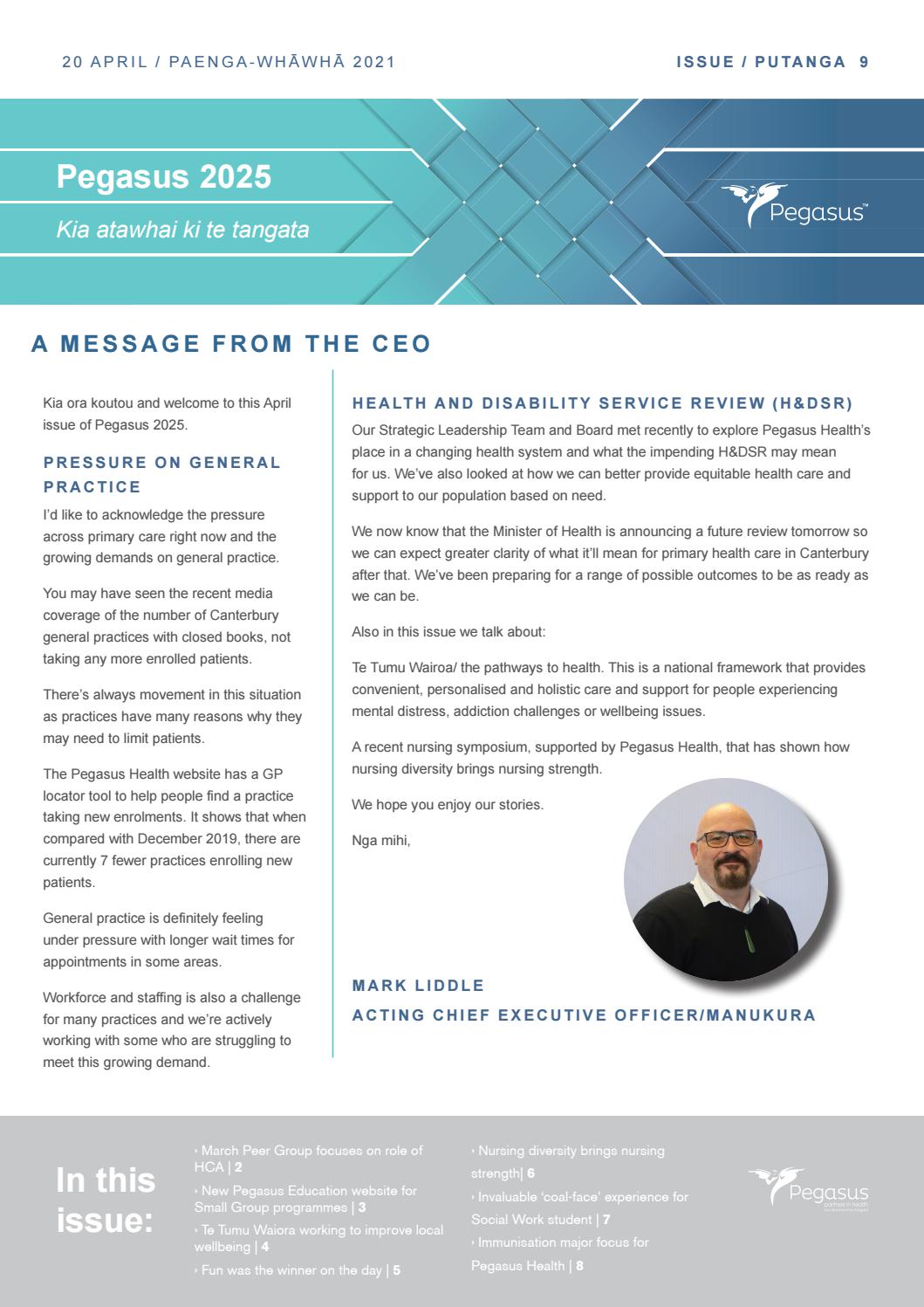 Pegasus 2025 Newsletter 20 April 2021 by PegasusHealth Issuu