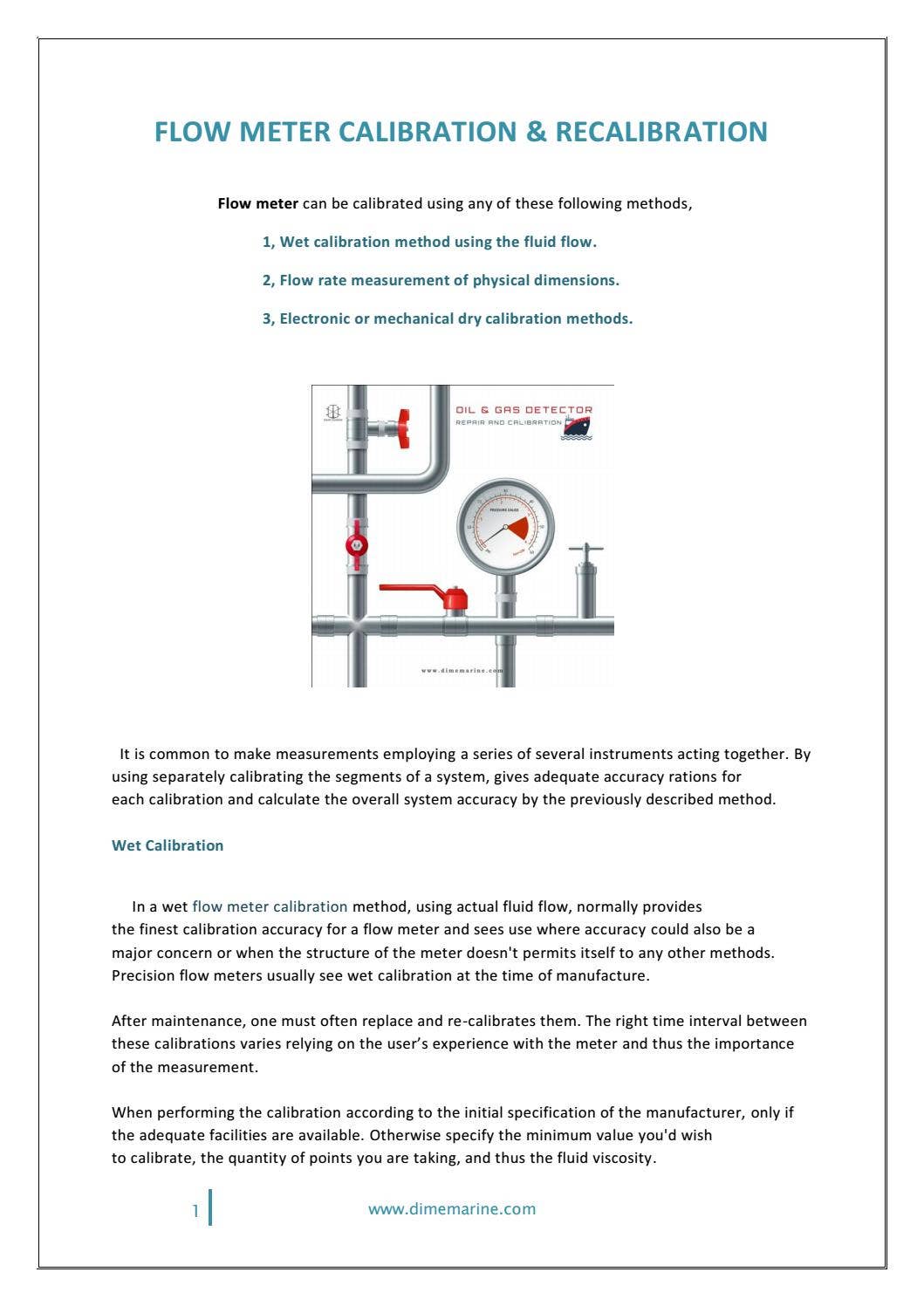 Flow Meter Calibration And Re-calibration Methods by Dime Marine - Issuu