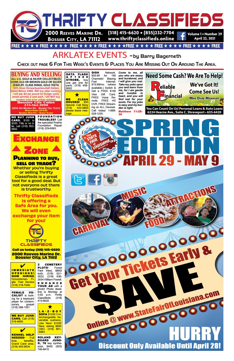 Thrifty Classifieds Shreveport & Bossier April 22nd 2021 by Thrifty
