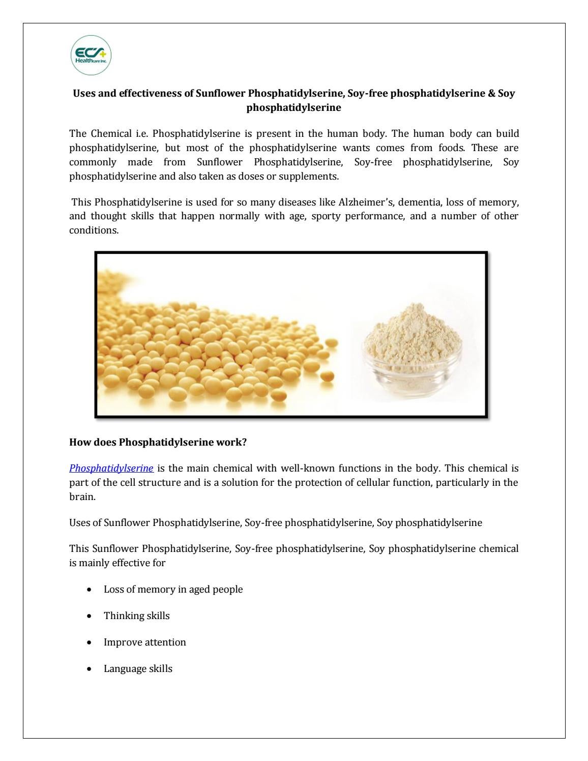 Uses and effectiveness of Sunflower Phosphatidylserine by ecahealthcare