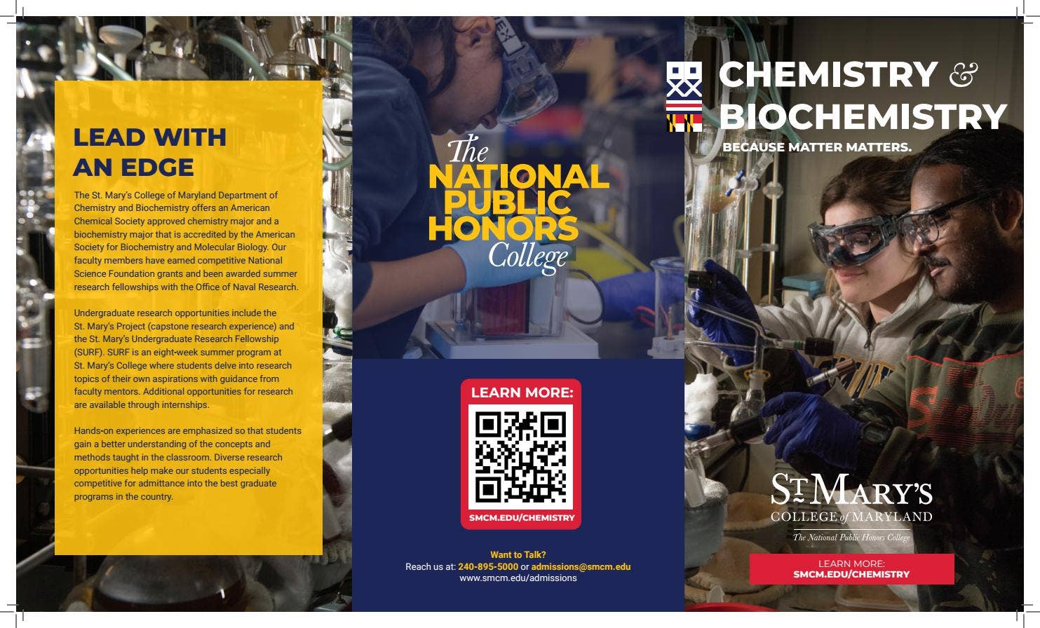 Chemistry/Biochemistry majors brochure by St. Mary's College of