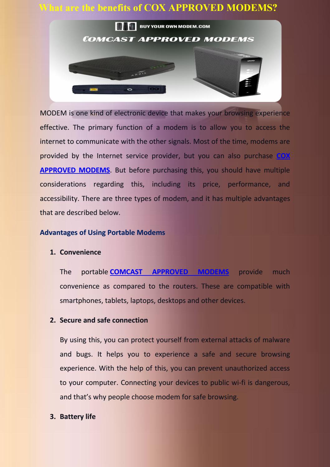 COMCAST APPROVED MODEMS by buyyourownmodem01 Issuu