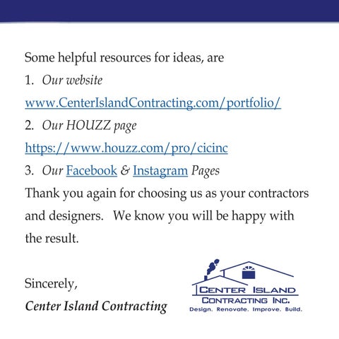 Center Island Contracting 厨房 指南 For New Clients 第 3 页