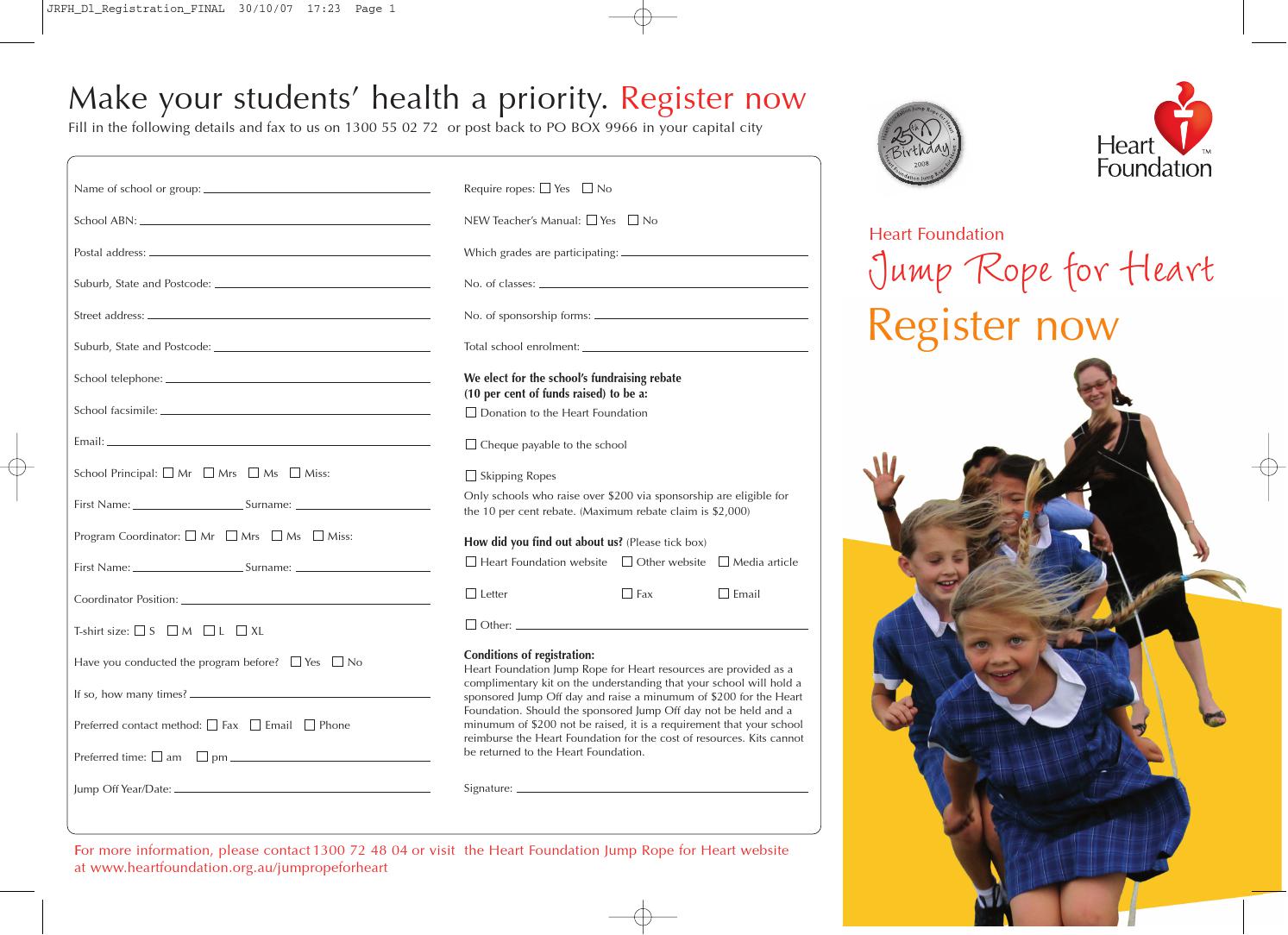 Heart Foundation "Jump for Rope" fundraising flyer by Tristan Riguet ...