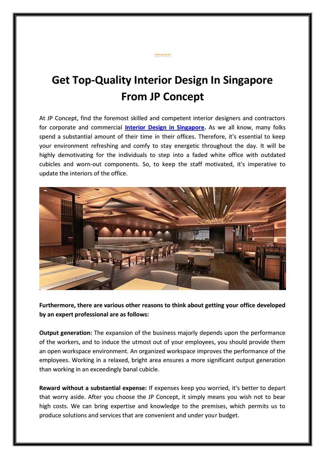 Interior Design in Singapore by JP Concept - Issuu