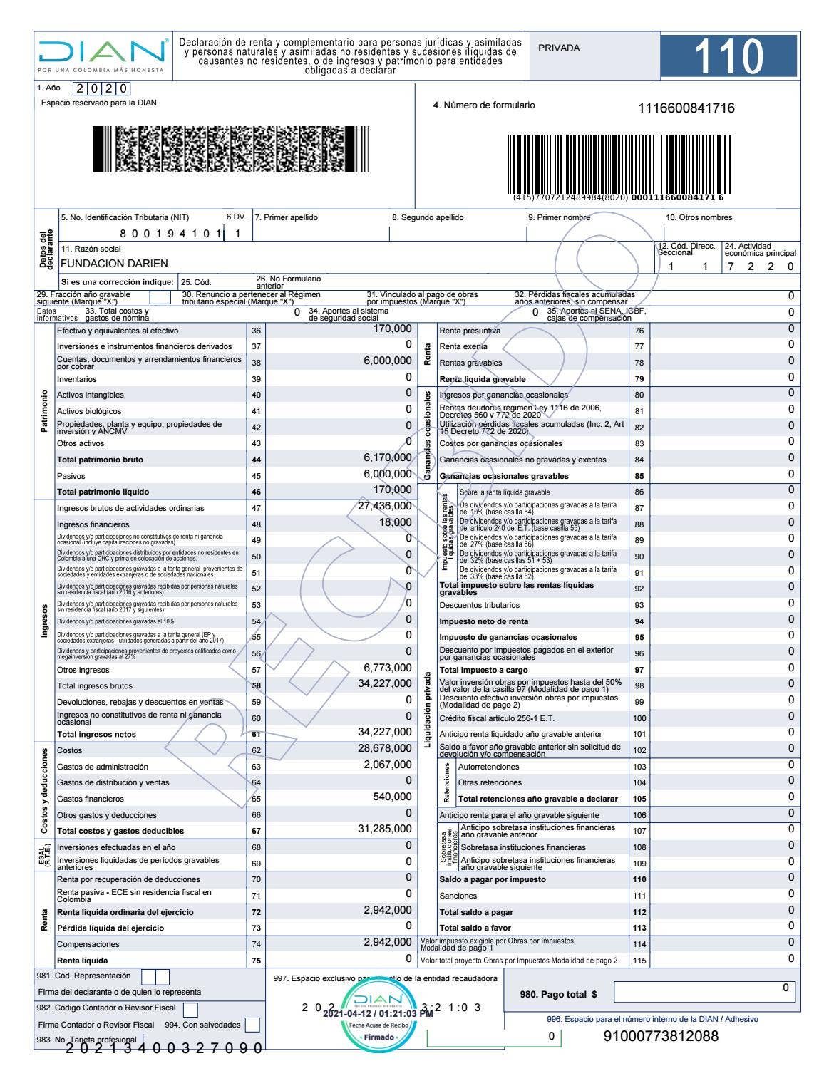 Declaracion de Renta FD 2020 by ecoaldeas