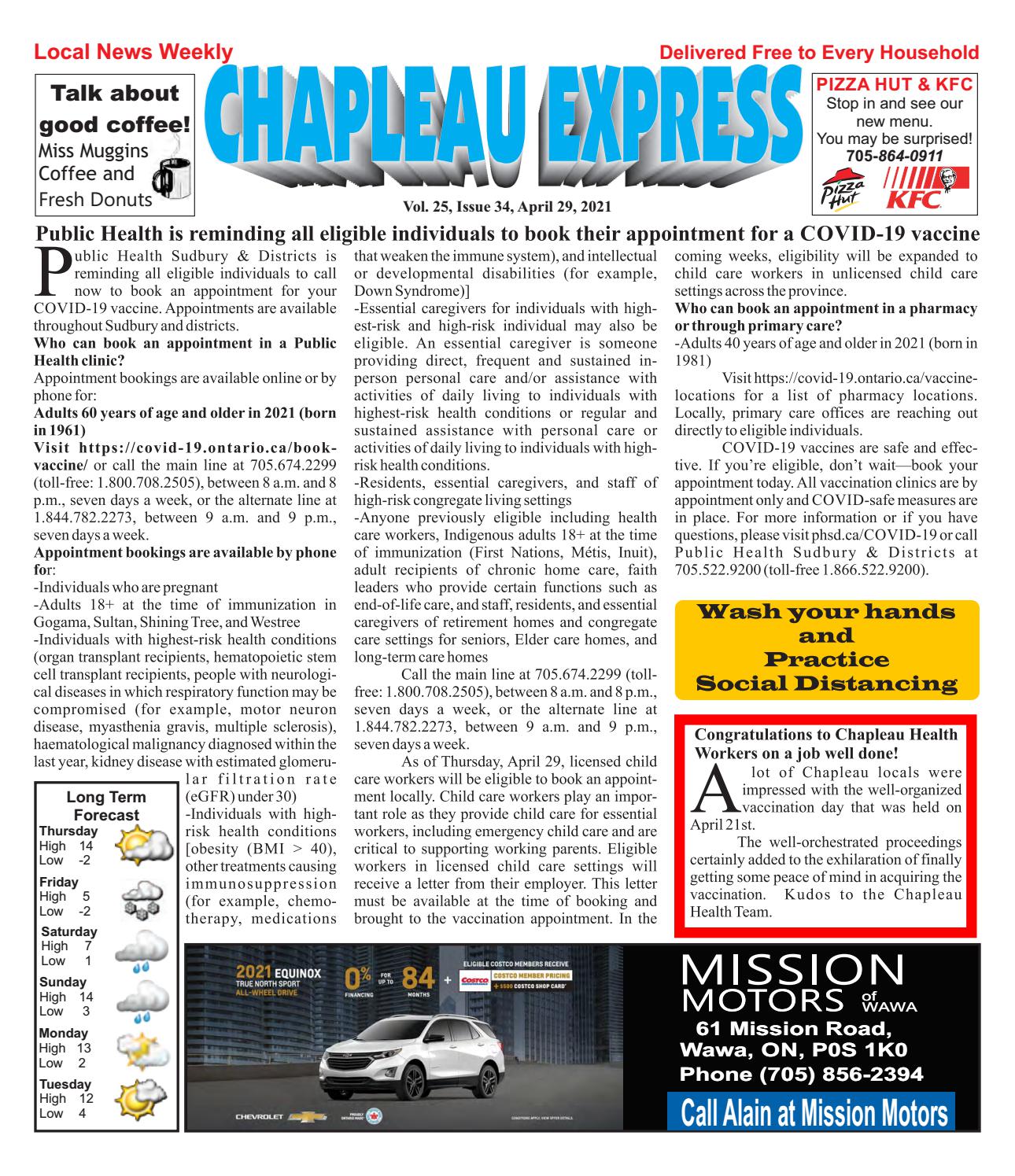 04292021 April 29 2021 by The Chapleau Express Issuu