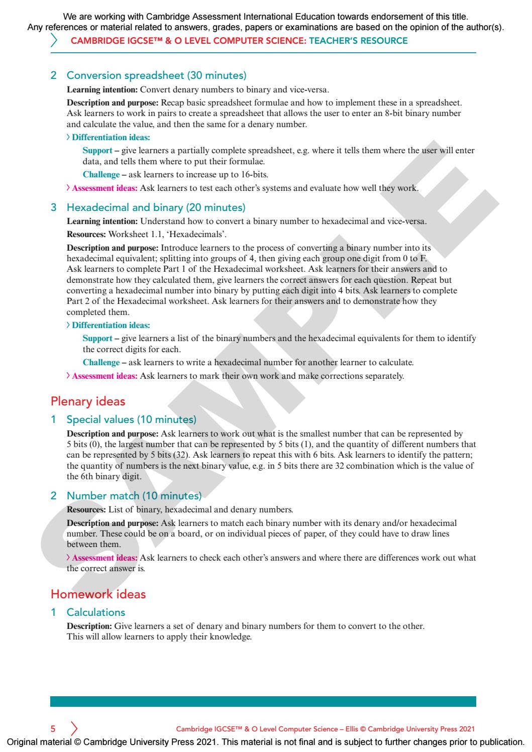 Cambridge IGCSE & O Level Computer Science Teacher's Resource Sample by ...