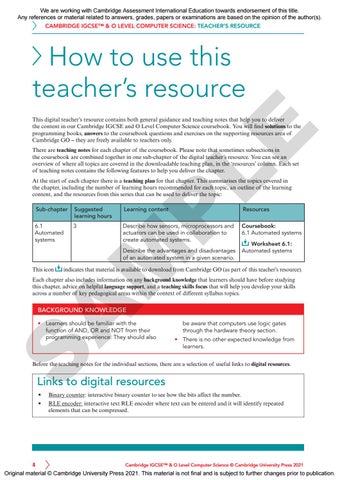 Cambridge IGCSE & O Level Computer Science Teacher's Resource Sample by ...