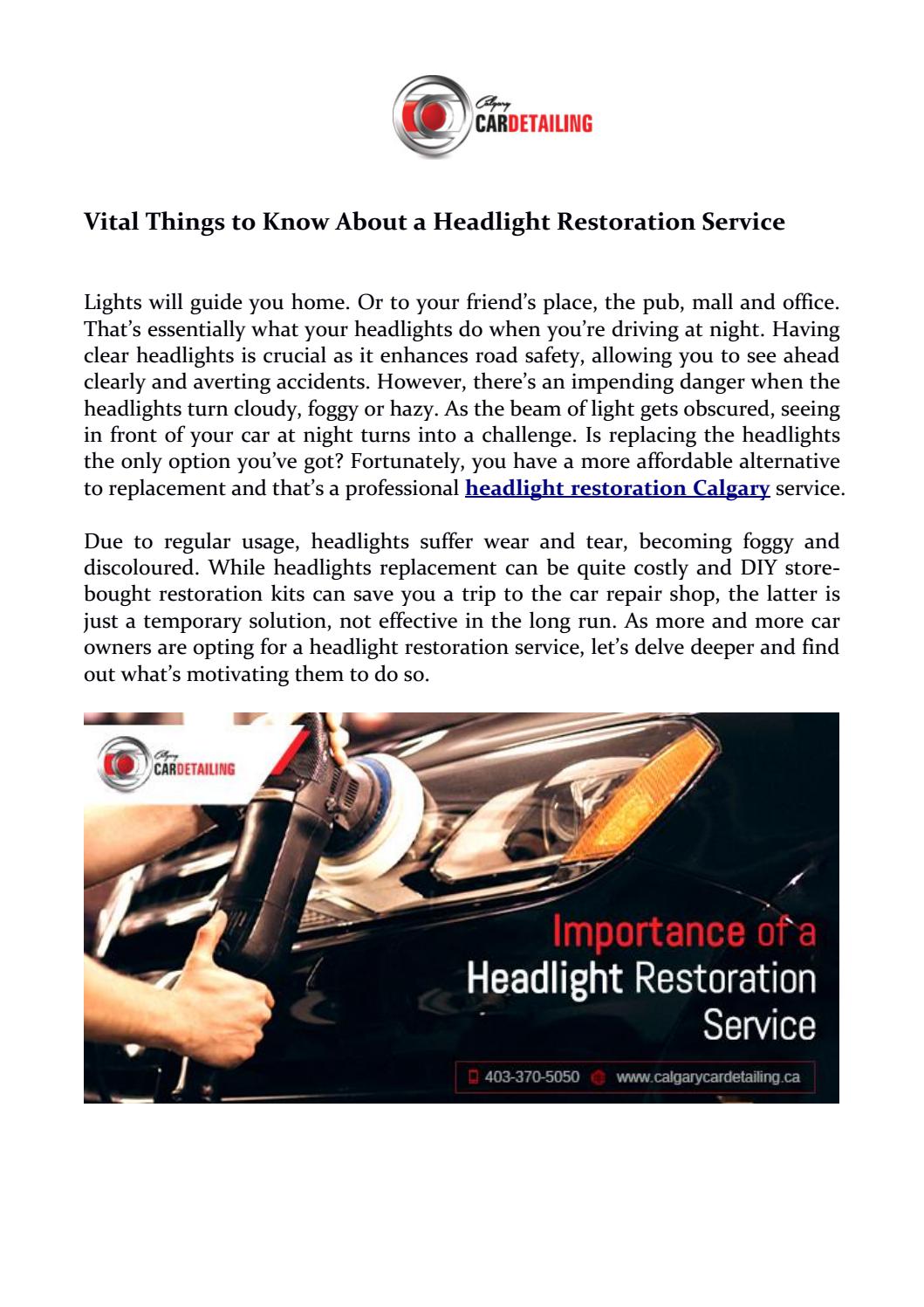Vital Things to Know About a Headlight Restoration Service by Calgary