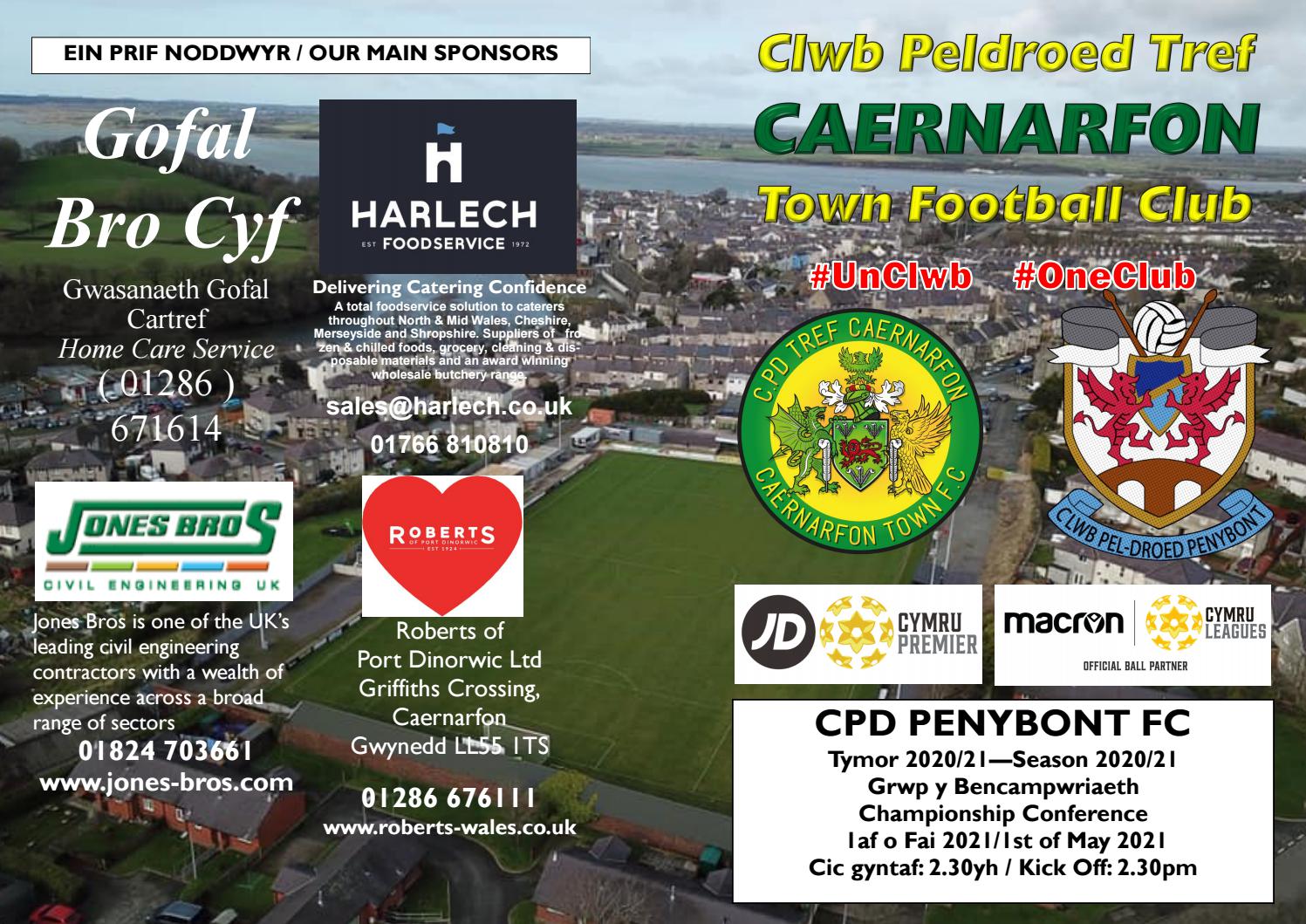 CP Tref Caernarfon Town FC v Penybont FC JD Cymru Premier
