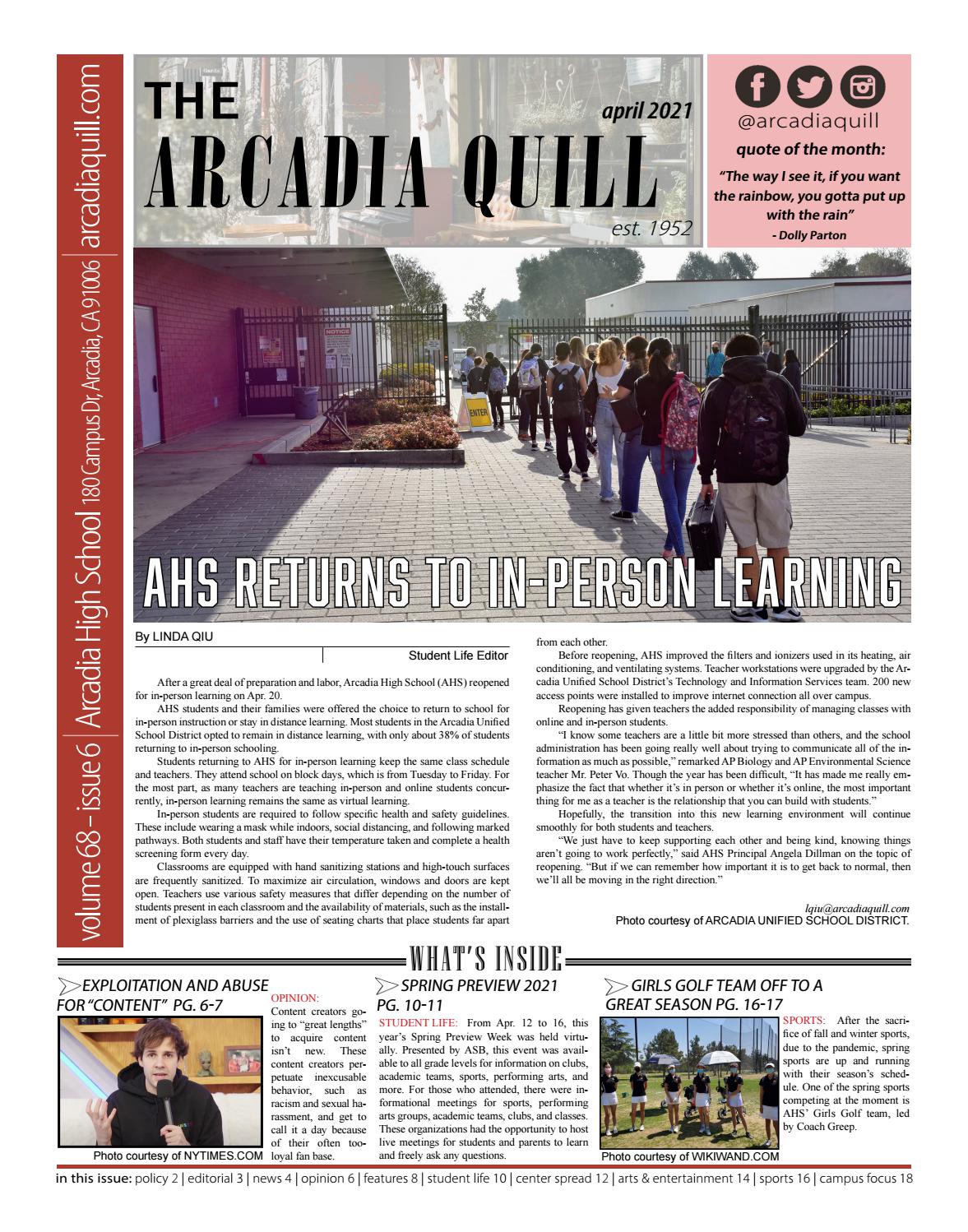 April 21 By The Arcadia Quill Issuu