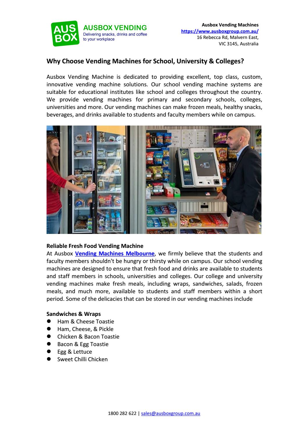 Why Choose Vending Machines for School, University & Colleges? by
